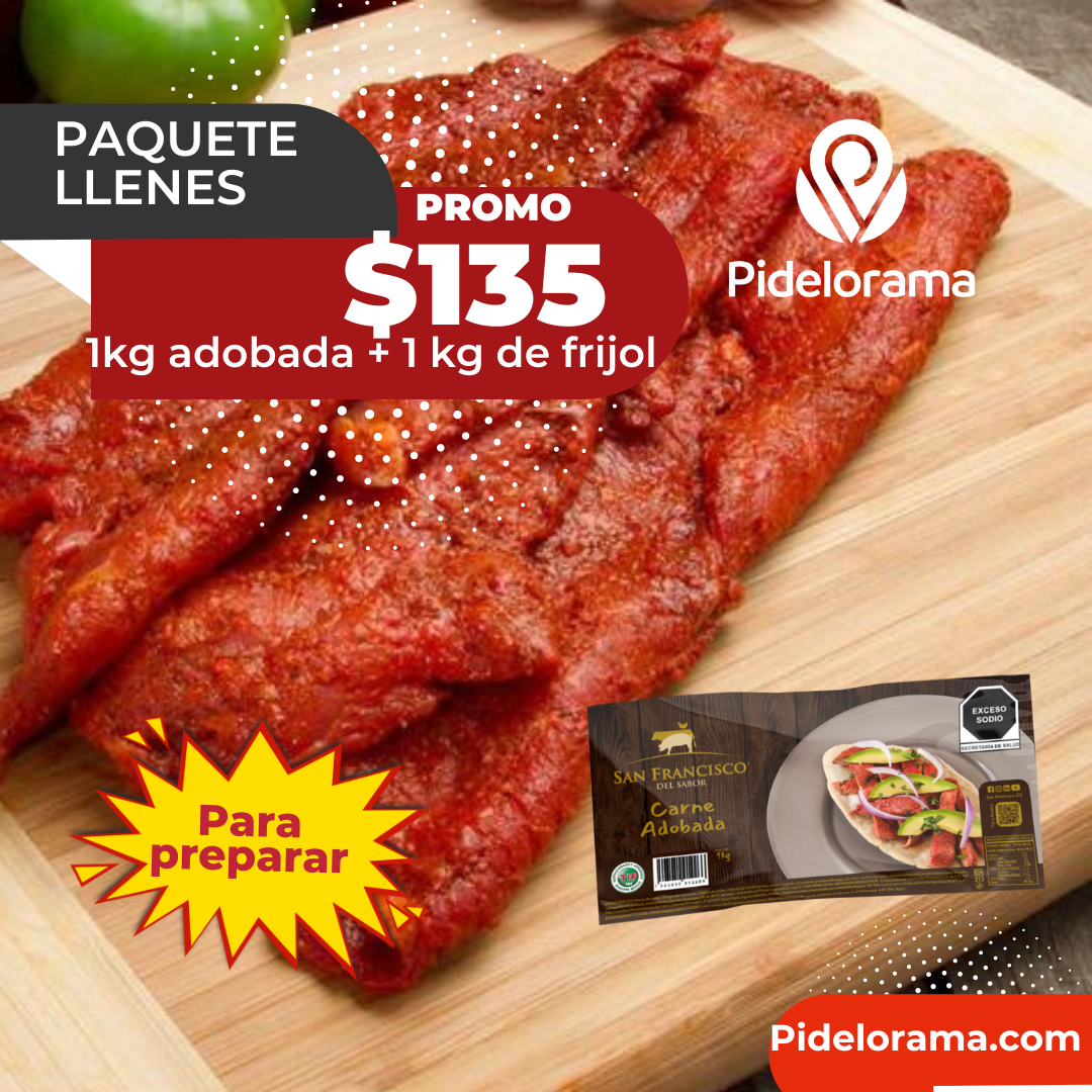 Paquete Llenes 1 kilo de adobada + 1 kilo de frijol