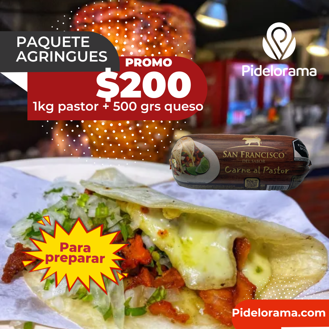 Paquete Agringues 1 kilo de pastor y medio kilo de queso