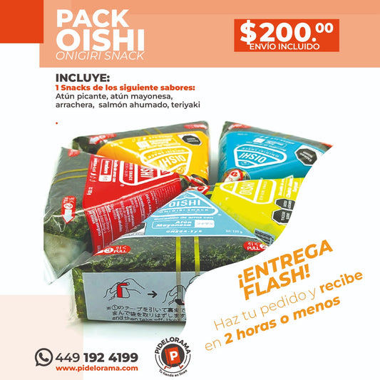 5 Pack Oishi Onigiri ( Atún, arrachera, chuleta y salmón)